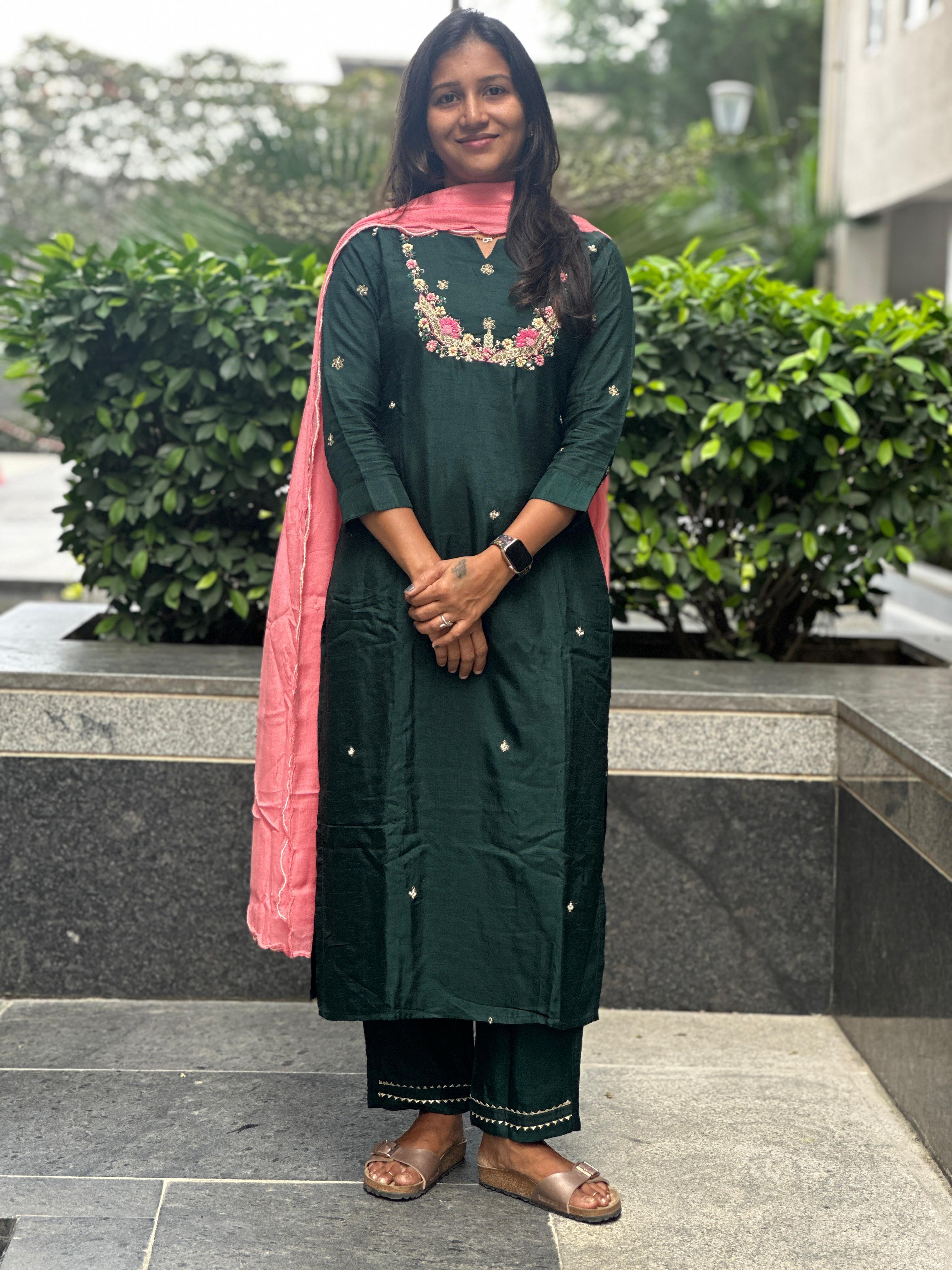 Emerald Grace - Dola Silk Kurta Set