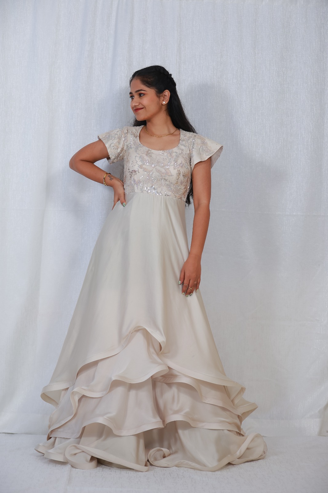 Cloud cream layered gown