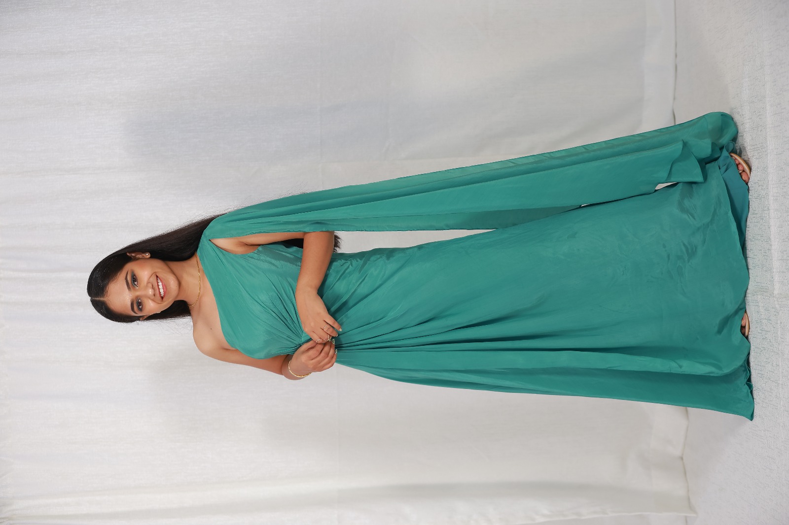 Dusty Jade Green Drape Dress