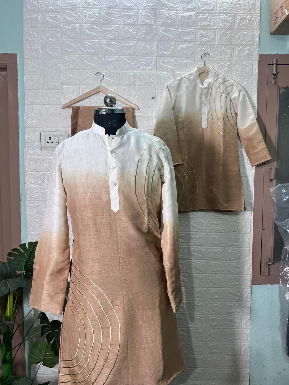 Chinon tie and die type kurta set