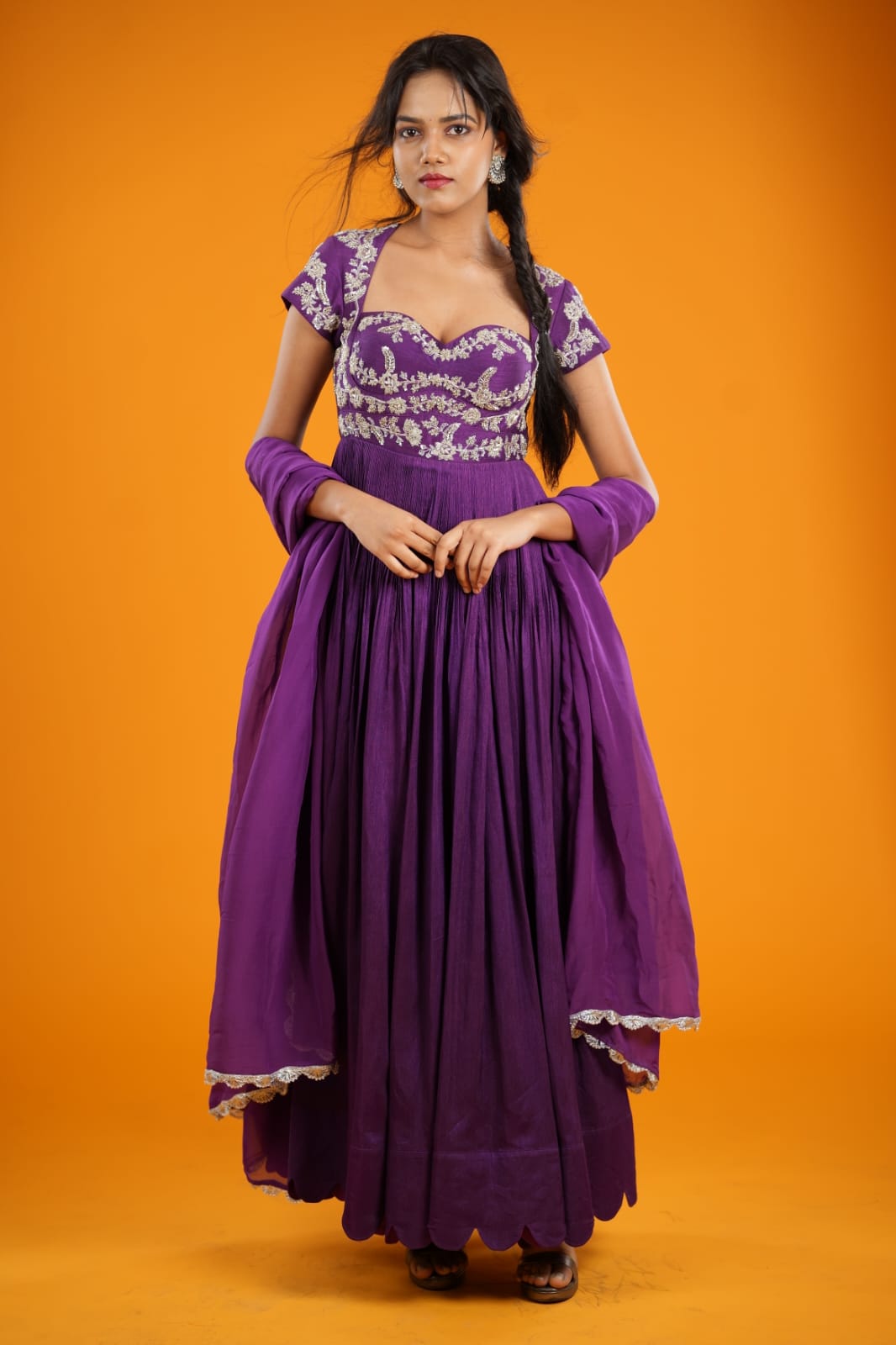 Purple Raw silk gown